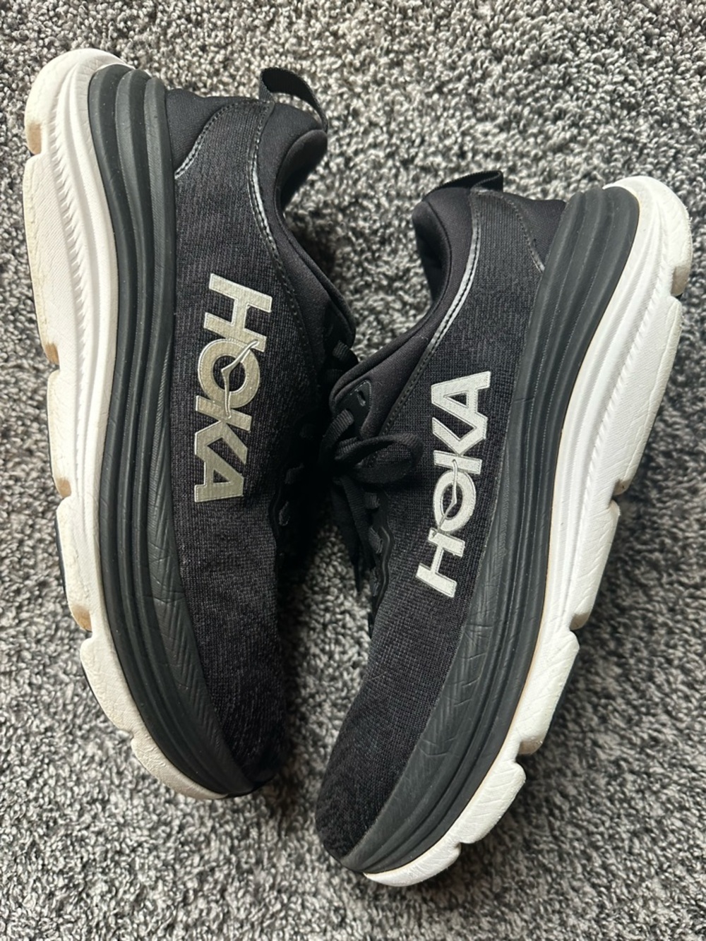 Women's HOKA GAVIOTA 5 Black and White  Running Shoes Size 9.5